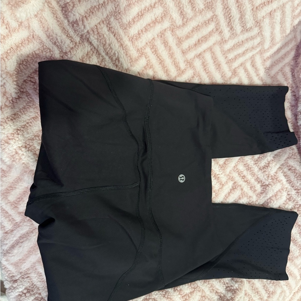 Black Leggings with Perforated Detail